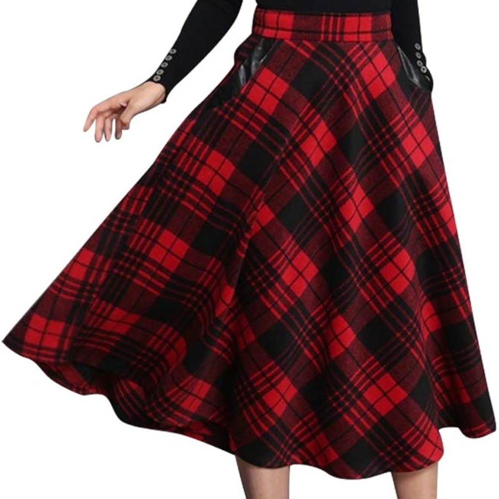 Red and Black Plaid Skirt
